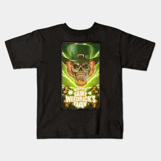 Happy Weedrick's Day, Saint Patrick Skull, saint patrick's day, weed Kids T-Shirt by HEJK81